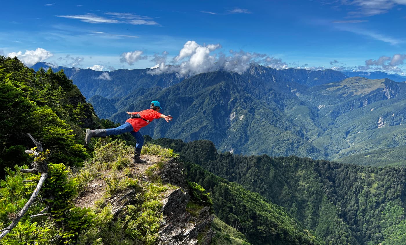 Hiker posing on the hiking trail